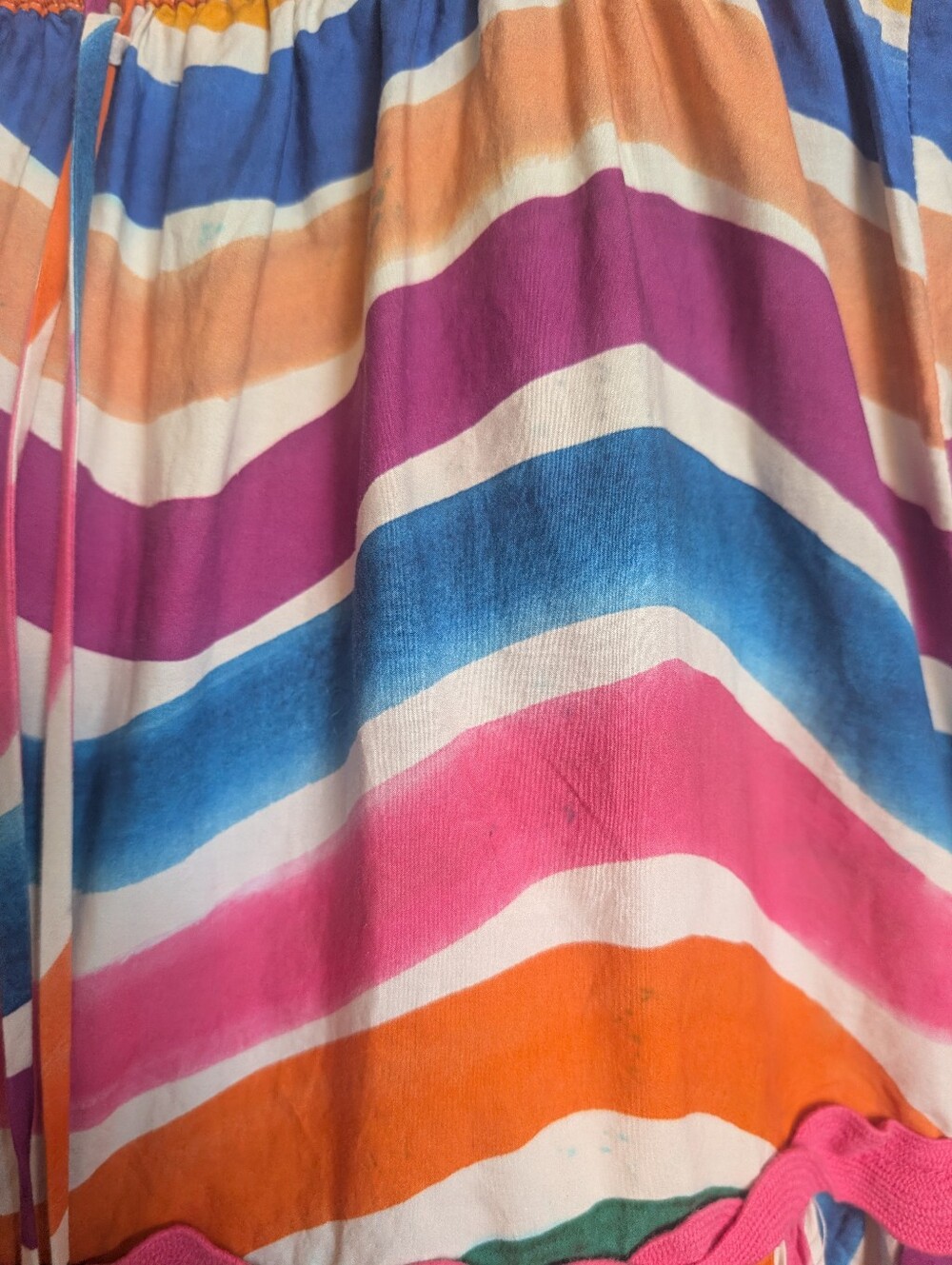 Women’s Multicolor Tiered Maxi Skirt - Vibrant Striped Print - Picture 4 of 6